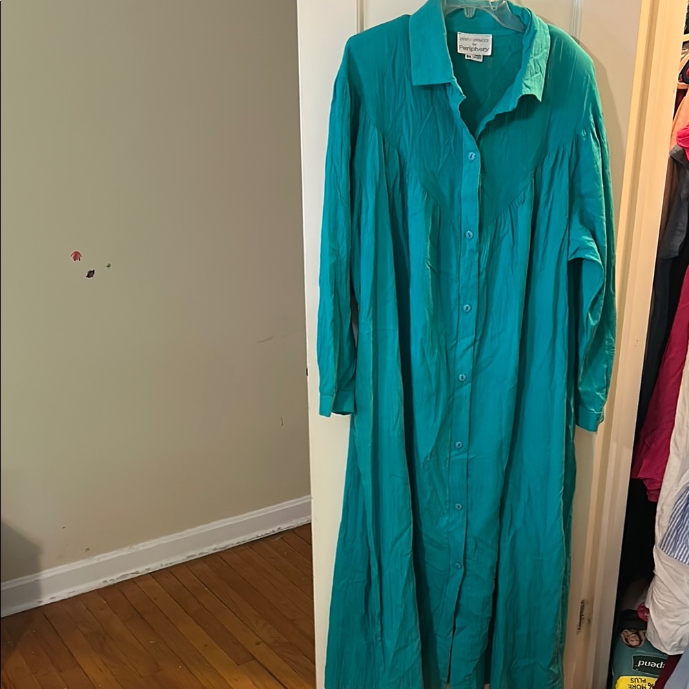 Real Vintage Teal Button-Up Shirt Dress